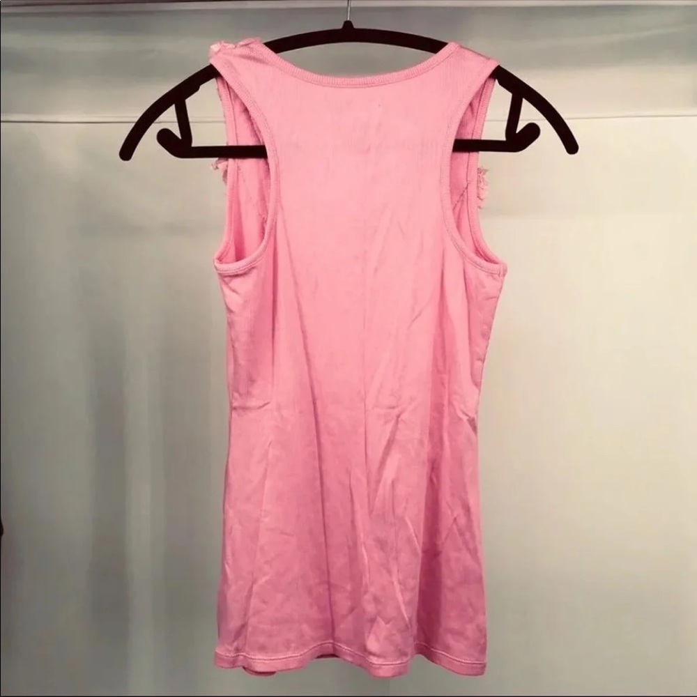 NEW Pink Racerback Ruffle Tank Top lace M - Picture 2 of 8
